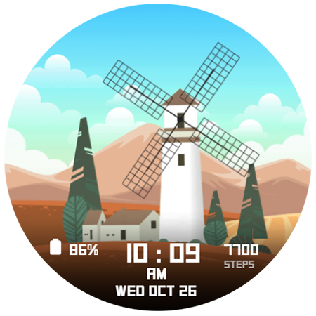 #8. Windmill - Digital Watch Face (Android) Ved: GW Watchfaces