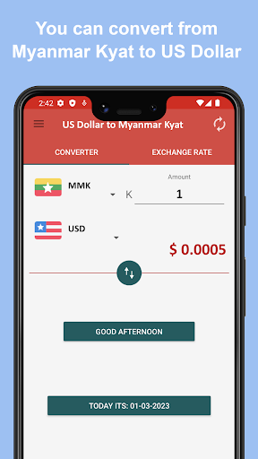 US Dollar to Myanmar Kyat Screen 3