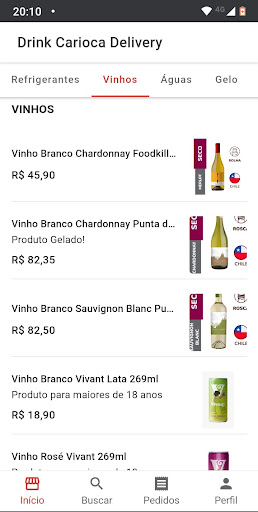 Drink Carioca Delivery Screen 2