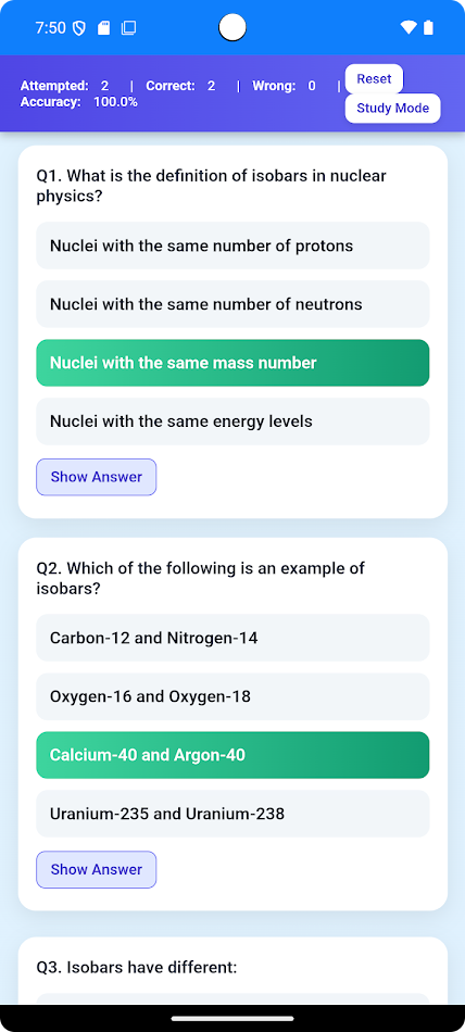 #4. Nuclear Physics MCQ Quiz (Android) Podle: RCoder