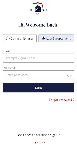Android application ID Me 911 screenshort