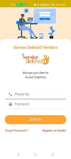 Service Dekhoo Vendors Screen 2