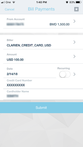 Clarien iBank Mobile Screen 3