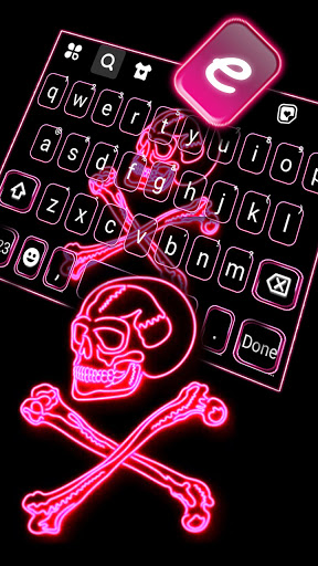 Pink Neon Skull Keyboard Backg Screen 2