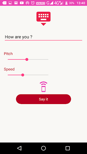 English Text to speech (ETxt) Screen 2