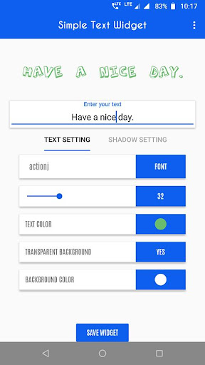 Simple text widget Screen 3