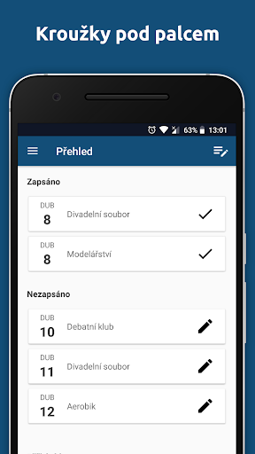 Android application eKroužek screenshort