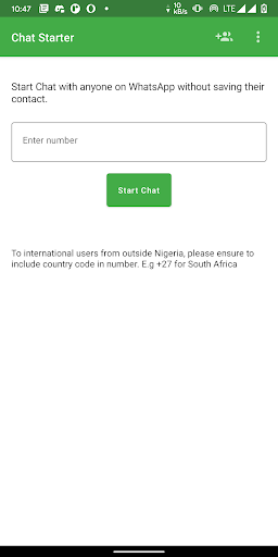 Android application Chat Starter screenshort