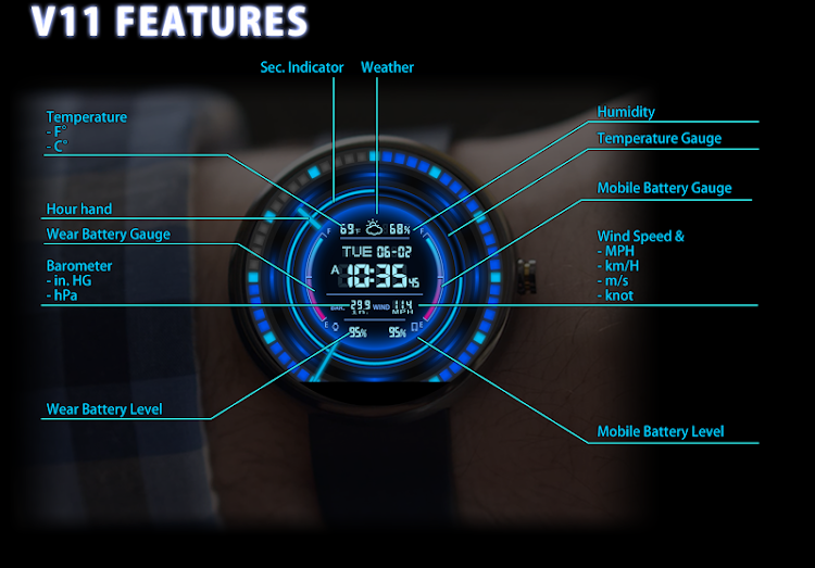 V11 Watch Face for Moto 360 - 7.0.1 - (Android)