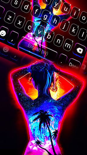 Neon Art Girl Keyboard Backgro Screen 2