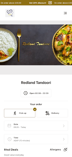 Android application Redland Tandoori screenshort