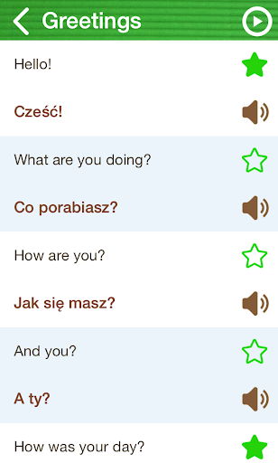 Learn Polish Phrasebook Screen 2