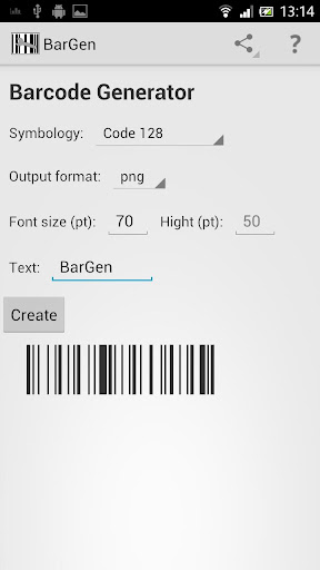 Android application BarGen screenshort