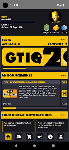 Android application Game Tester screenshort