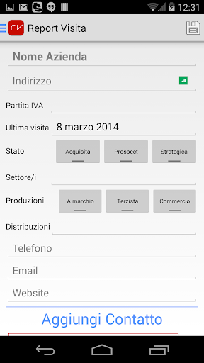 Report Visita– Scheda clienti Screen 2