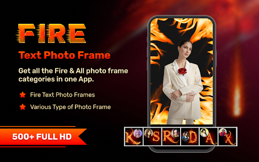 Android application Fire Text Photo Frame screenshort
