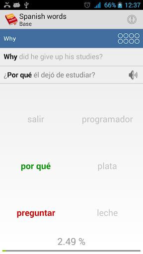 Screenshot of Learn Spanish Vocabulary