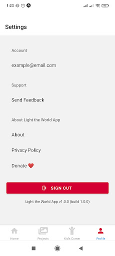 Light the World App Screenshot