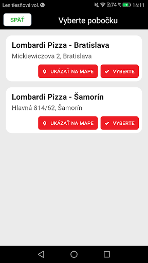 Lombardi Pizza Bratislava Screen 2