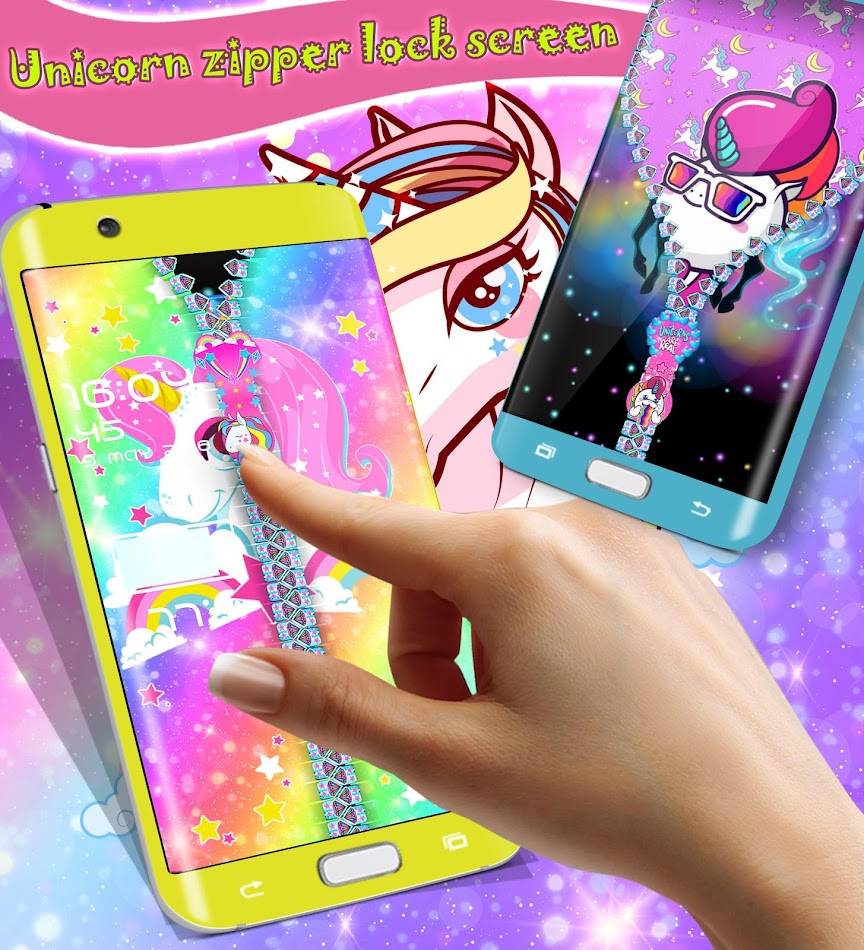 #1. Unicorn zipper lock screen (Android) By: Lock screen themes