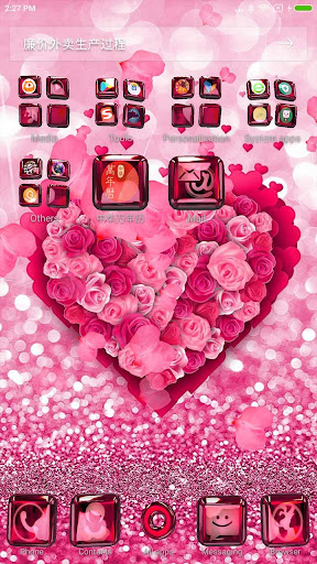 3D red love rose glass live theme