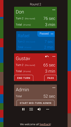 Android application Shared Board Game Timer screenshort
