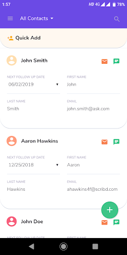 Android application CompanyHub CRM screenshort