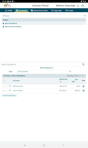 Investor Portal (PEFO) Screen 3