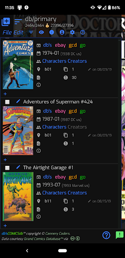 Android application db'sCOMICSdb screenshort