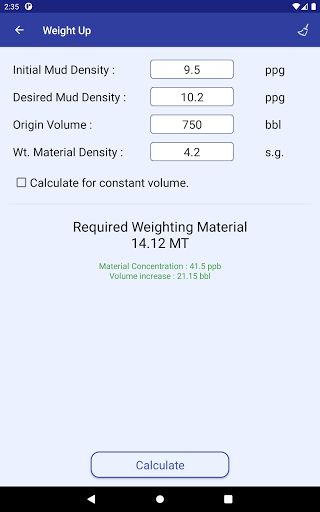 Screenshot of Drilling Fluids Pro