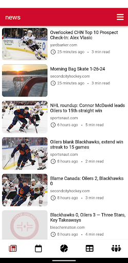 Android application Chicago Hockey screenshort