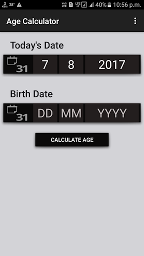 Simple Age Calculator Screen 3