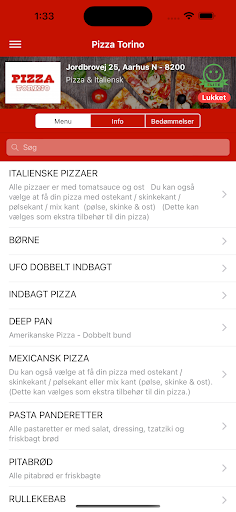 Android application Pizza Torino screenshort