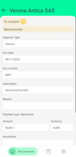 Radix+ Expenses Screen 3