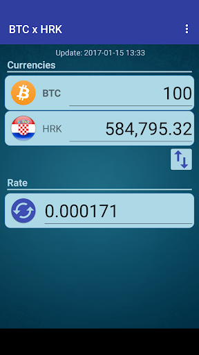 Android application Bitcoin x Croatian Kuna screenshort