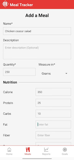 Meal Tracker Screen 3