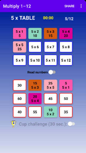 Multiply 1-12 Screen 2