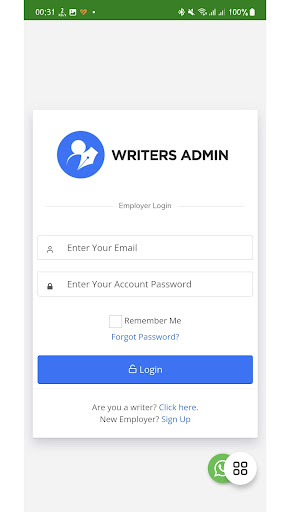 Writers Admin for Employers Screen 2