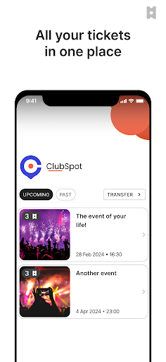 Android application ClubSpot Tickets screenshort