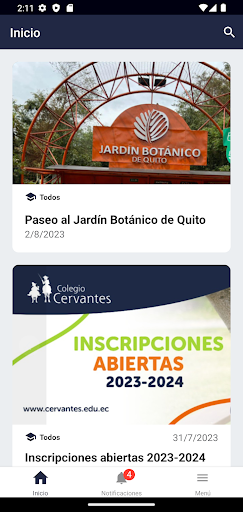 Android application Colegio Cervantes screenshort