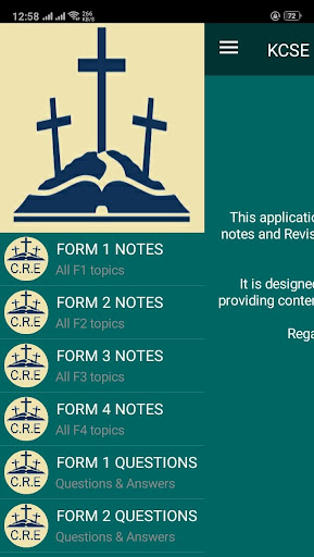 Android application KCSE CRE Revision : Form 1 to screenshort