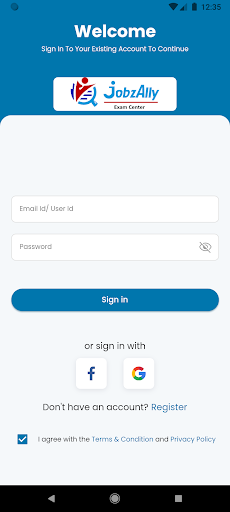 Android application Jobzally Exam Center screenshort