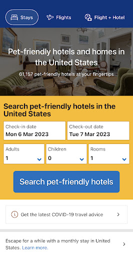Android application Pet Friendly Hotel Stays screenshort