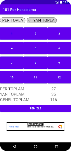 101 PER HESAPLAMA TOPLAMA Screen 3