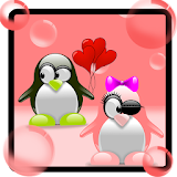 Cute theme pink penguin lock icon
