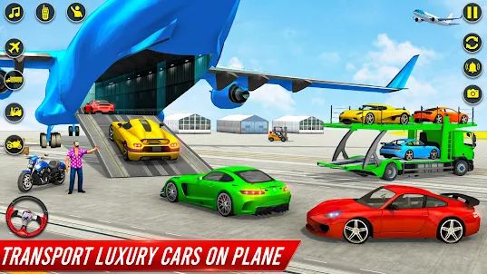 Car Transporter Airplane Games