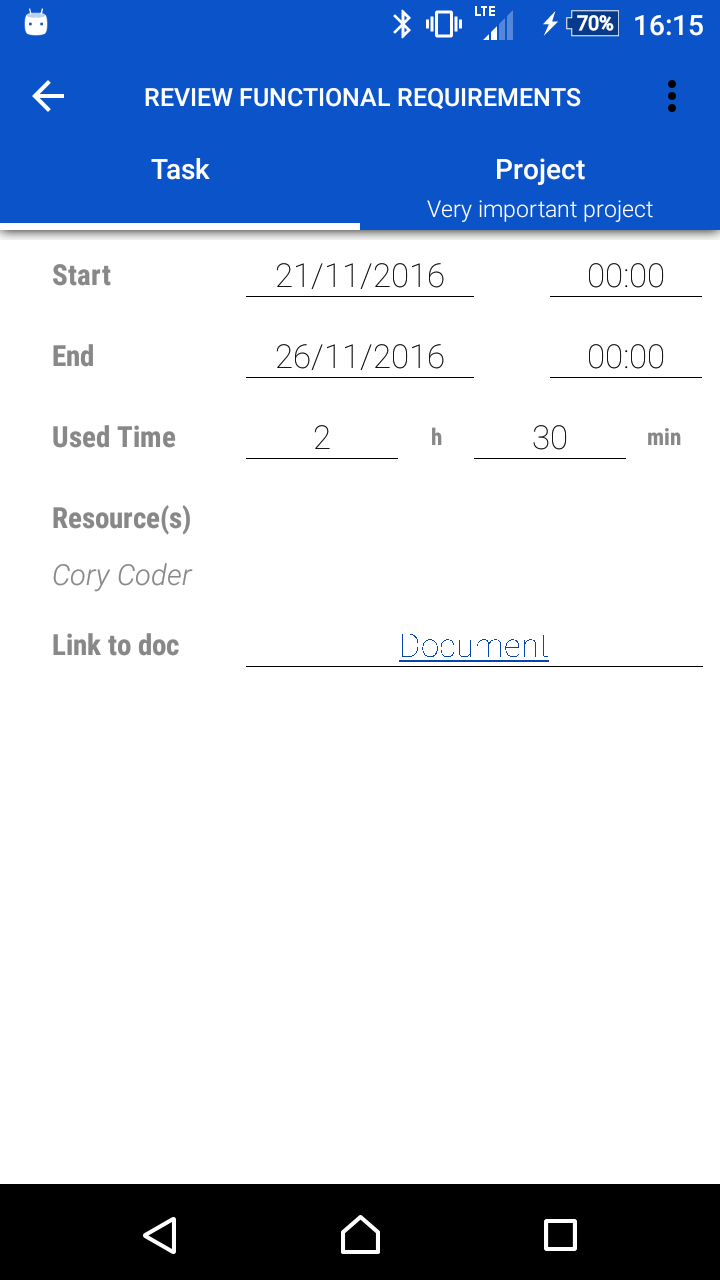 Android application Ganttic screenshort