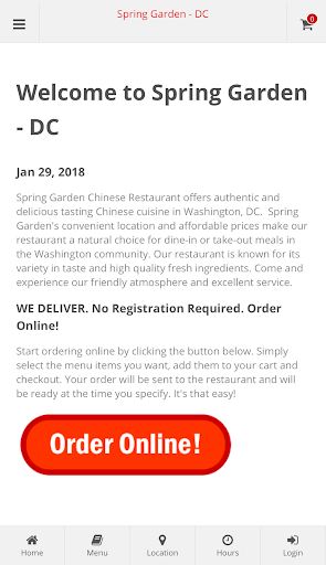 Android application Spring Garden - DC Ordering screenshort