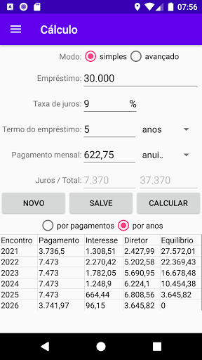 Visualização do aplicativo
