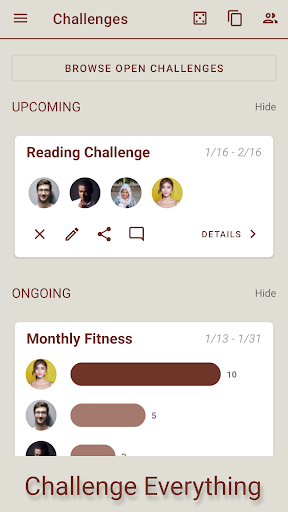 Android application Pointagon: Custom Challenges screenshort